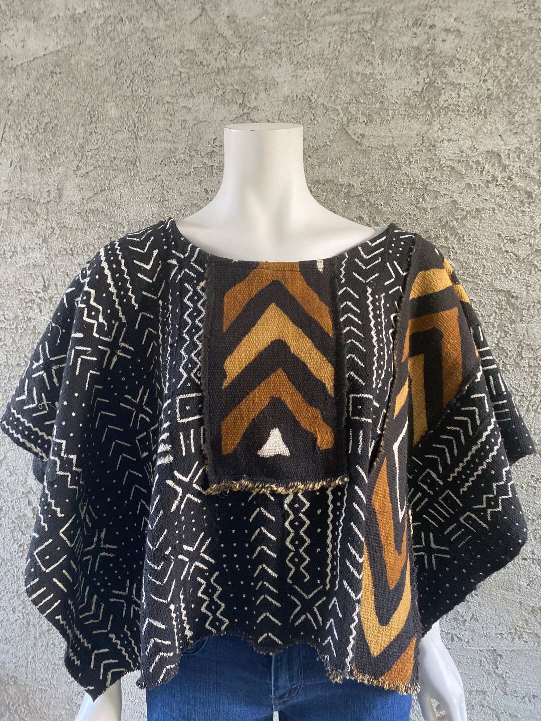 Brown Mudcloth Flannel Blanket Poncho