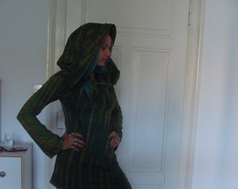 Pixie hoodie long-sleeved shirt dress with extra large hood elf dress elf top Avalon Zipflig Zipfeltop Batik