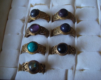 Goan brass ring ornamental with semi-precious stone