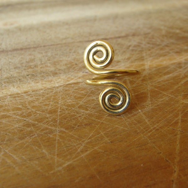 Spiral brass ring or toe ring