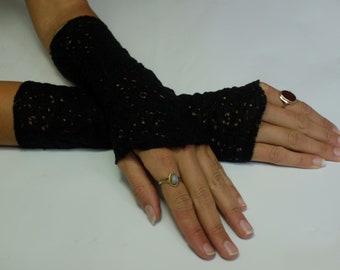 Festival Cuffs Black Cotton Lace