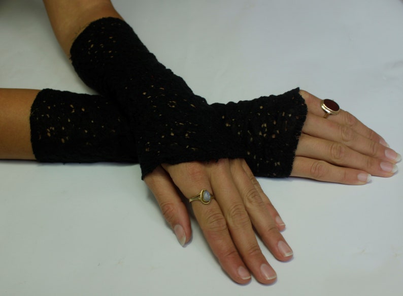 Festival Cuffs Black Cotton Lace image 1