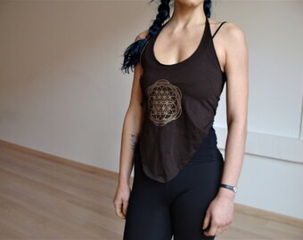 Bratop Bralette Yogatop Crop Top Flower of Life Yoga with beautiful back neckline Sacred Geometry