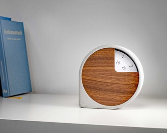 Table clock "corn" made of concrete and wood - desk clock "corn" made of concrete and wood, Handmade in Germany