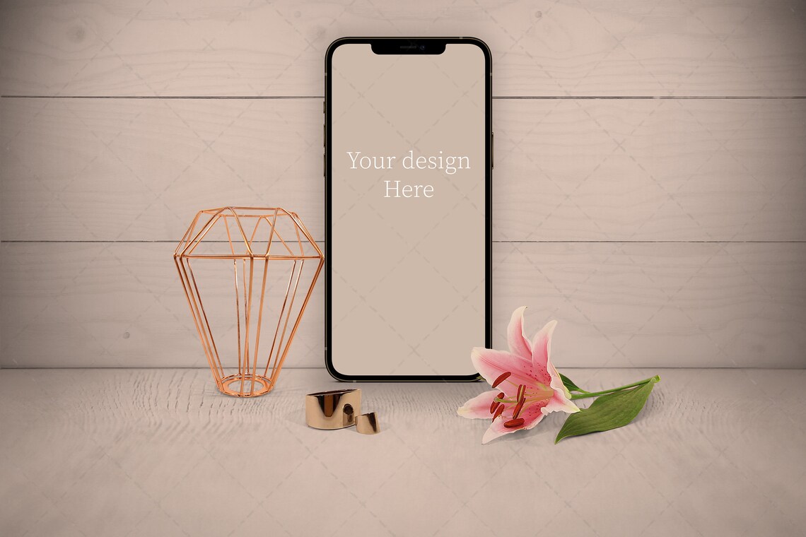 Download IPhone 12 Pro Max Gold MINIMAL Copper Mockup Cozy Insta | Etsy