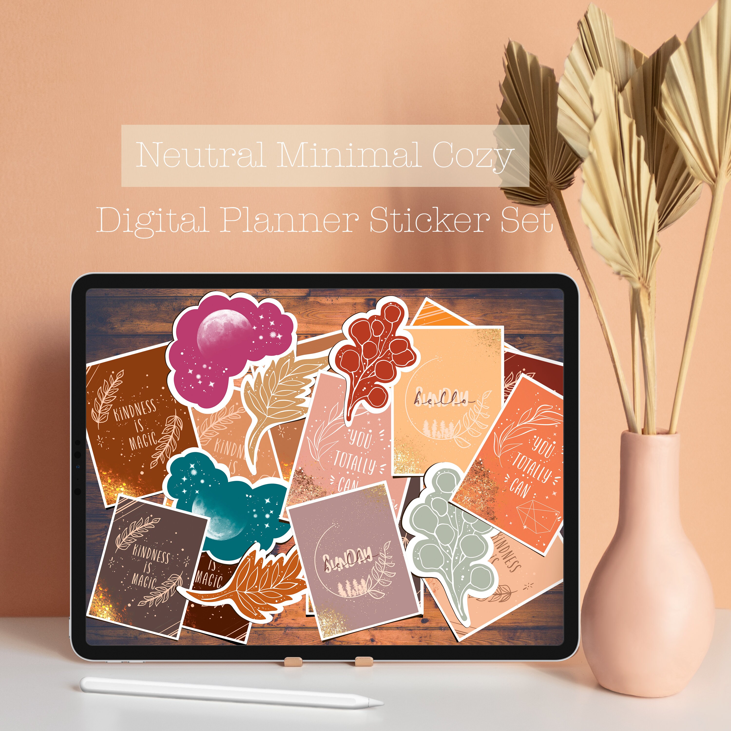 Digital Planner Stickers Set Neutral Minimal COZY AESTHETIC Etsy