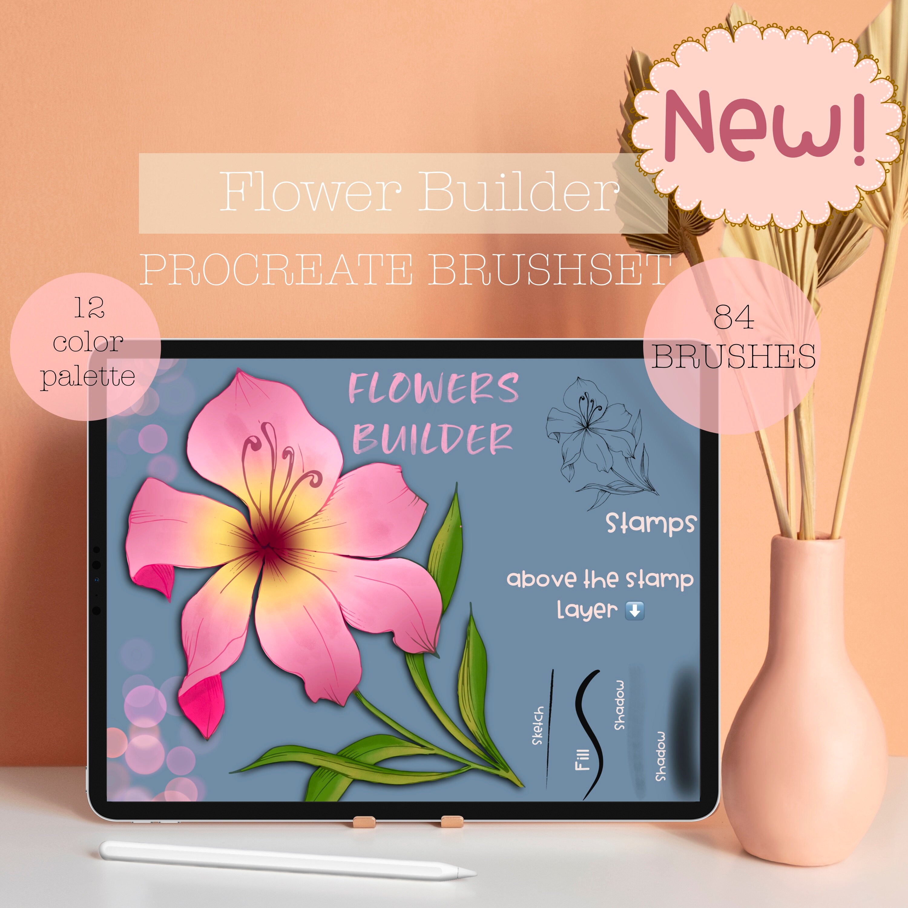 84 Procreate Flowers Leaves Builder BRUSHSET Bundle Etsy