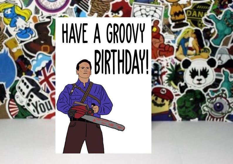Evil Dead Birthday Card Ash Bruce Campbell Etsy