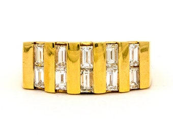 14KT Yellow Gold 1.55CTW Baguette Cut Channel Set Natural Diamond Mens Ring