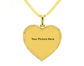 10KT Yellow Gold 1.00ctw Round Cut Prong Set Diamond Heart Memory Pendant