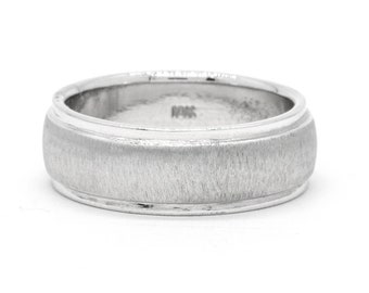 Brushed Finish Comfort Fit Men's White Gold Wedding Band