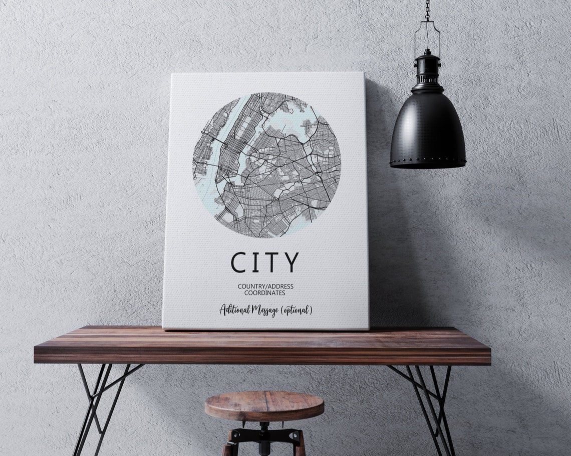 Personalized Map Printable Map Wall Art Print Custom City Map