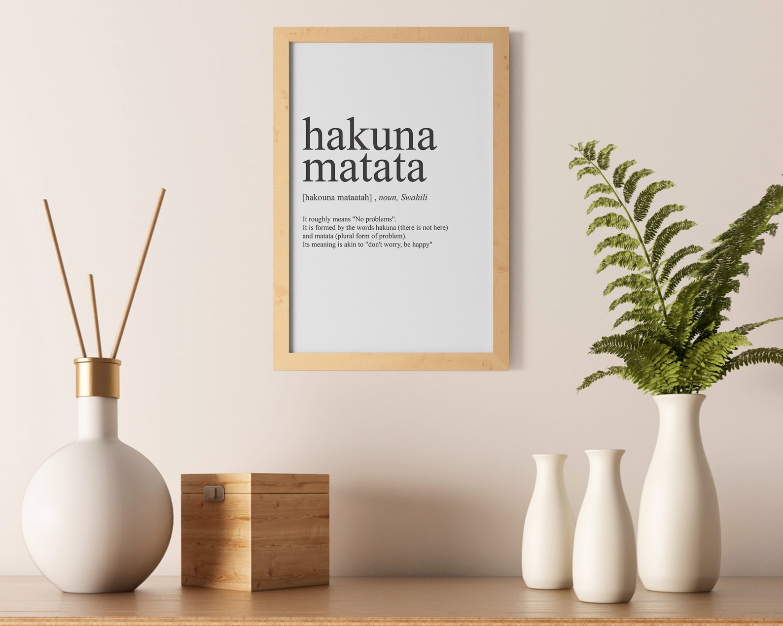 Hakuna Matata Sign, Hakuna Matata Definition Wall Art, Hakuna Matata ...