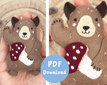 PDF Pattern to Sew Your Own Barnaby the Bear, bear sewing pattern, teddy bear pattern, bear feltie, stuffed bear, beginners sewing pattern