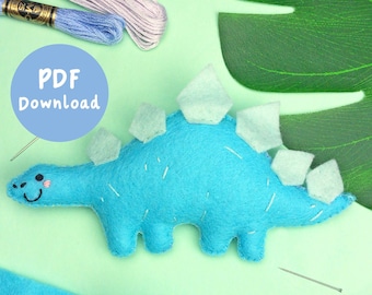 Instrucciones en PDF para coser tu propio animal de fieltro Sulley el Estegosaurio, patrón de costura de peluche, adorno de fieltro, descarga SVG, descarga digital