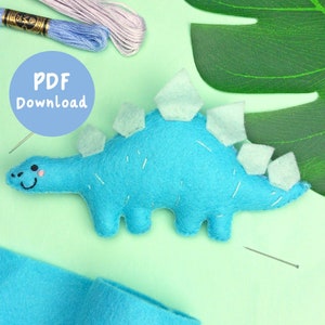 PDF Instructions to sew your own Sulley the Stegosaurus felt animal, plush sewing pattern, felt ornament, SVG Download, digital download
