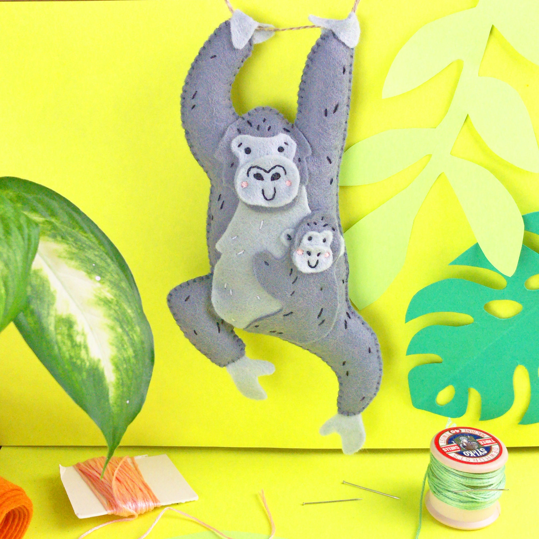 Gus the Gorilla Felt DIY Sewing Kit felt jungle animals Etsy