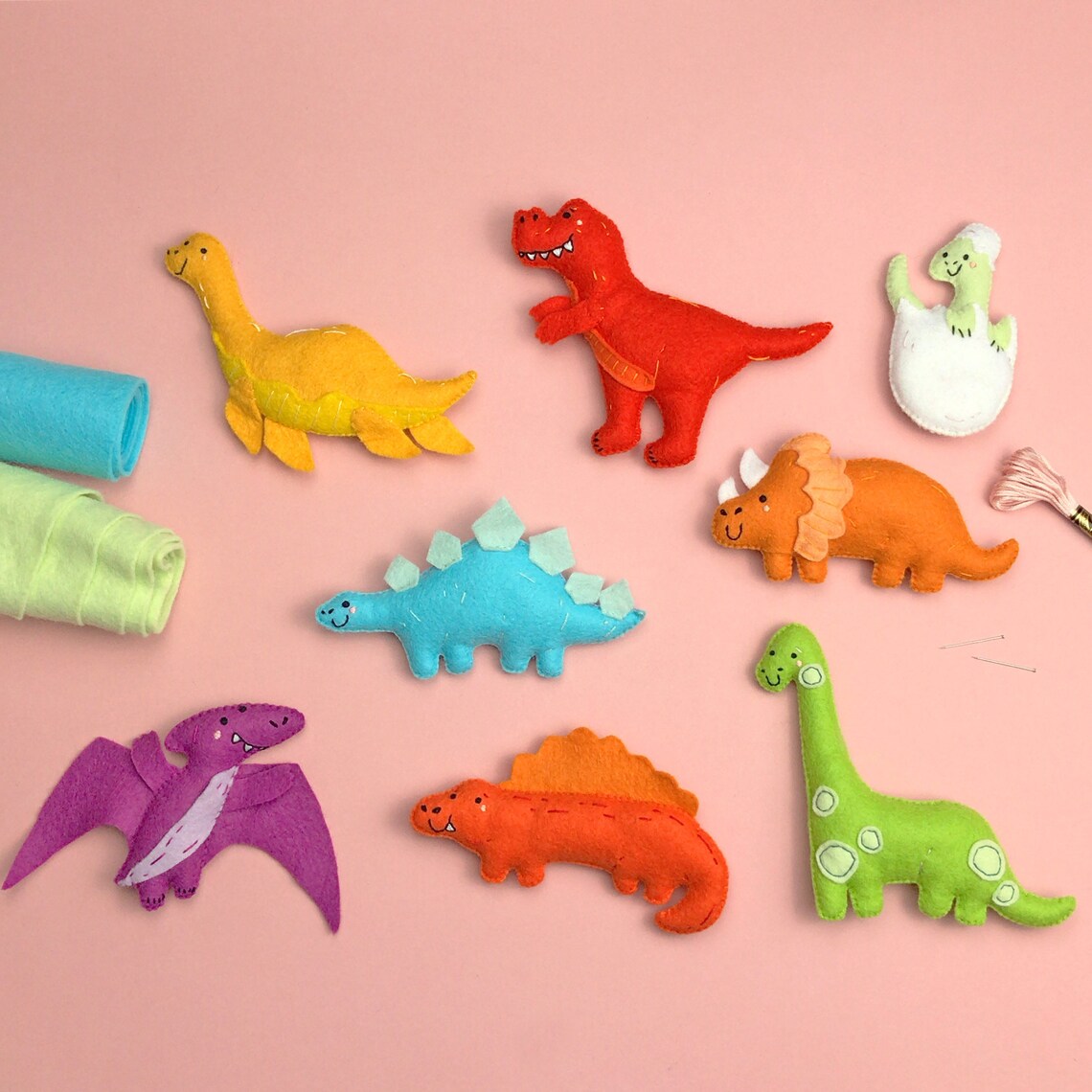 Sew Your Own Dinosaur Friends DIY Felt Sewing Kit Dinosaur Etsy