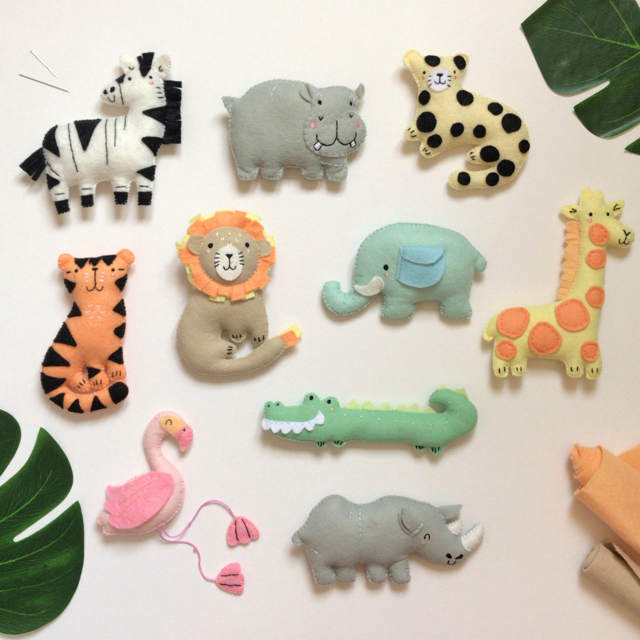 Safari animals, pdf pattern, felt pattern, felt pdf pattern, pdf tutorial,  DIY plushies tutorial, 9 felt pattern bundle