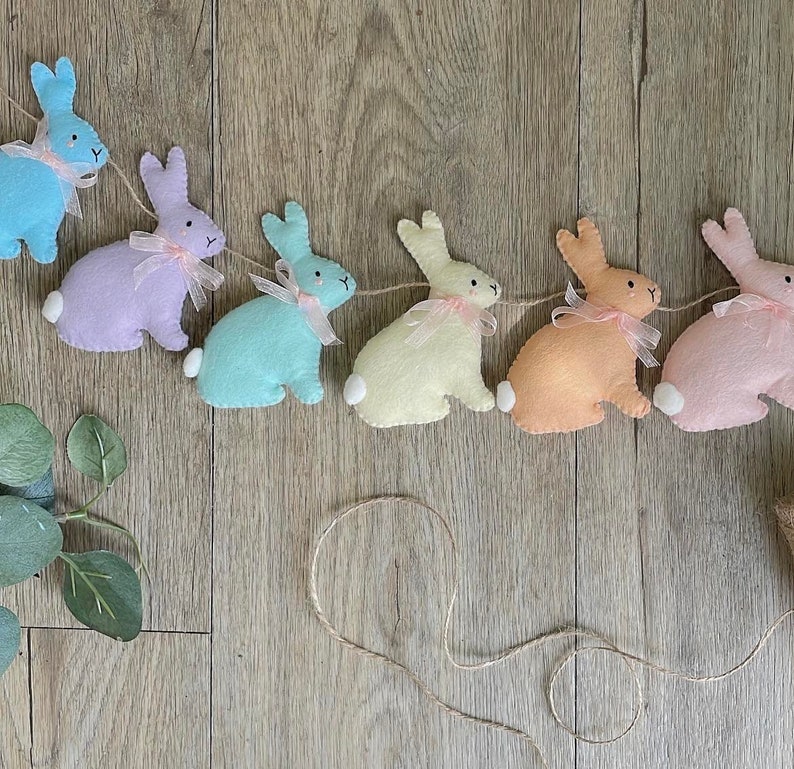 PDF Instructions to Sew Your Own Easter Bunnies Garland, Felt Sewing ...