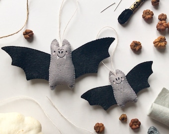 PDF Instructions for cute halloween bat decorations, halloween DIY, plush sewing pattern, PDF download, diy craft pattern, halloween, bats