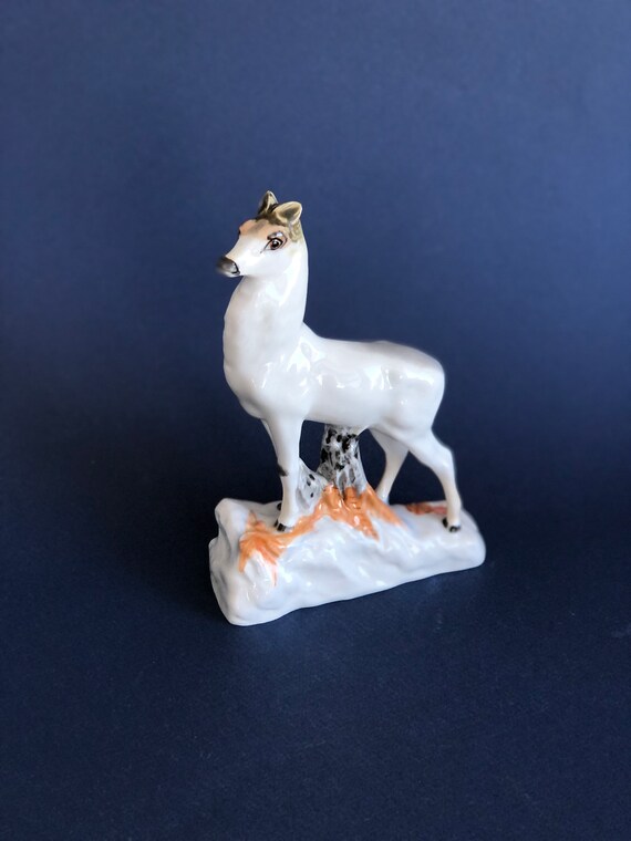 Vintage Porcelain Figurine Deer LFZ Etsy