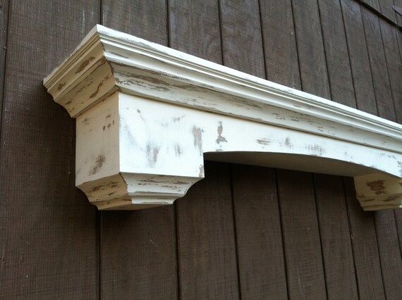 Distressed Arched Floating Wall Shelf Fireplace Mantel Shelf Etsy