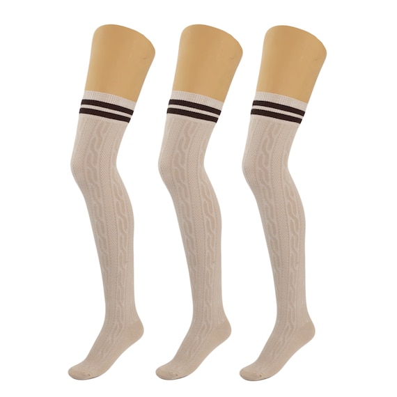 3 paires de chaussettes hautes mi cuisses pour femmes chaussettes