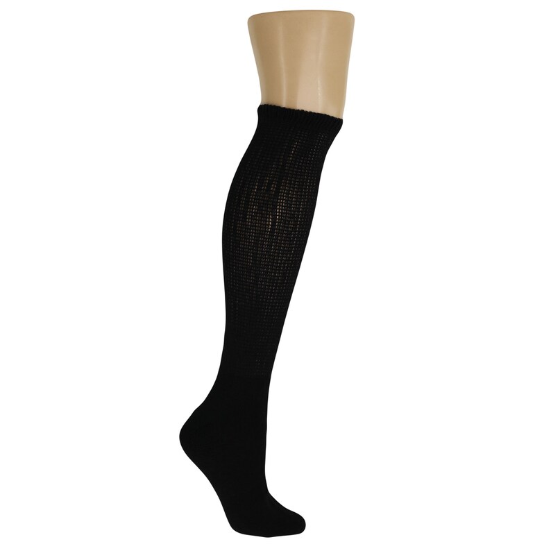 Black Diabetic Knee High Socks for Men and Women With Full Etsy