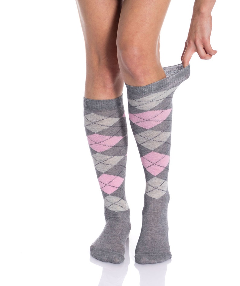 Argyle Knee Socks for Women Combed Cotton Colorful 6 Pairs - Etsy