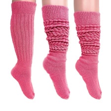80s Women Neon Extra Long Heavy Slouch Socks Set Holographic Fanny
