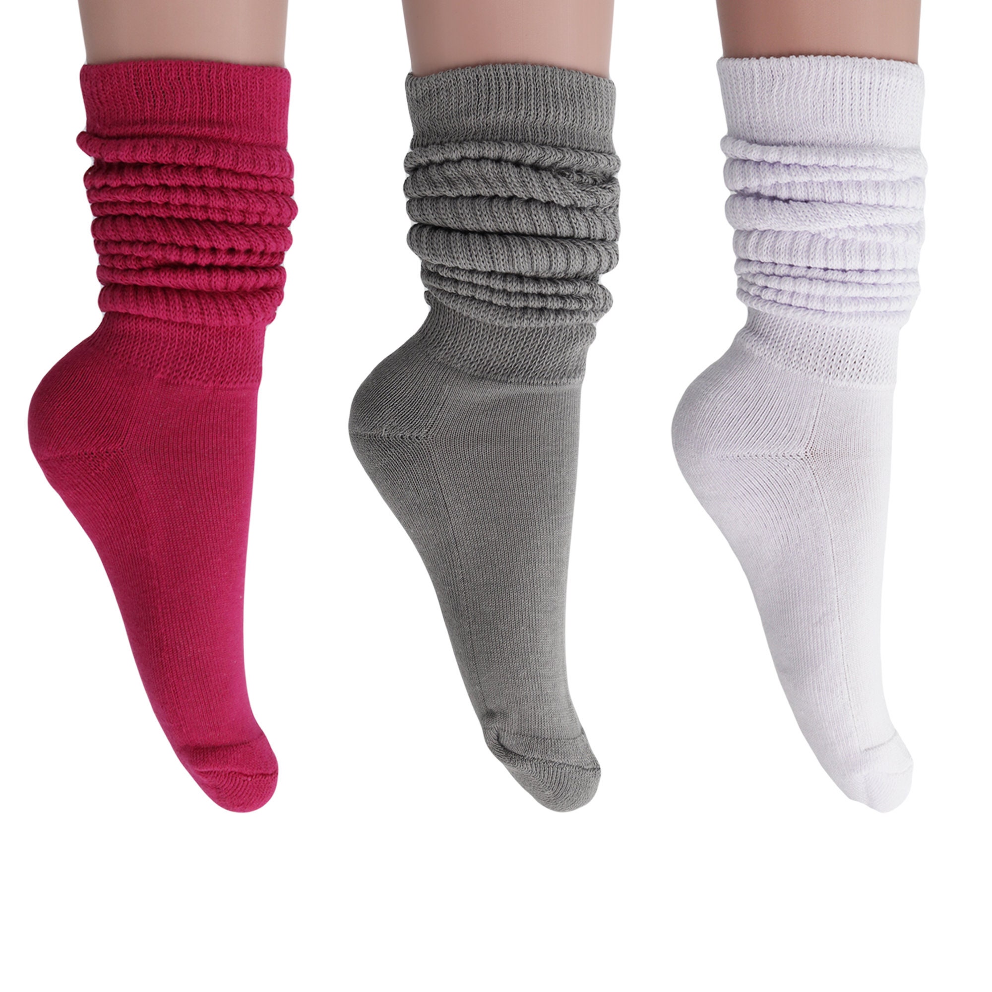  Slouch Socks Women Scrunch Sock Knee High Slouchy Socks For  Women Size 6-11 Rose Red