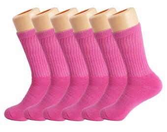 thumbnail image 2 of Solid Hot Pink Crew Socks For Women - Plain, Cozy, Fashion Novelty Socks, One Size 2 of 4