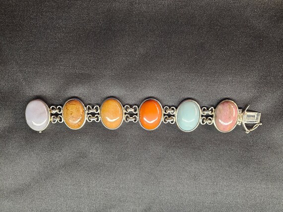 Multi-Colored Gemstone Sterling Silver Link Brace… - image 8