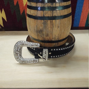 Western Belts - Leather Belts - Designer Cowgirl Belts - Women&#39;s Western Belts - Black Leather Belts - 3D Belt - Rhinestone Buckle
