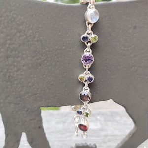 Sterling Silver Jewelry - Gemstone Bracelet - Multi-Gemstone Jewelry - 925 Sterling Silver Bracelet With Gemstones - Link Bracelet