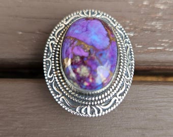 Purple Mohave Turquoise Sterling Silver Ring * Vintage Native American  * Southwestern Statement Ring * Handmade Artisan Jewelry