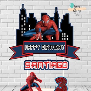 Spiderman Cake Topper Digital And Printed Banderin Hombre Etsy