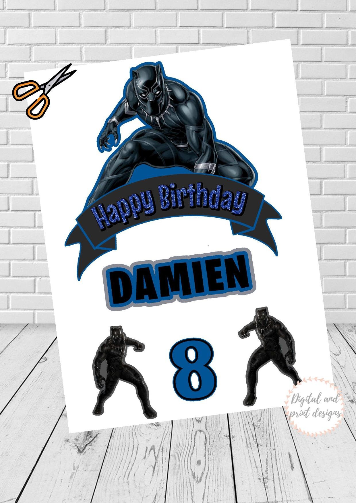 Black Panther Cake Topper Printed and Digital Banderin Black | Etsy