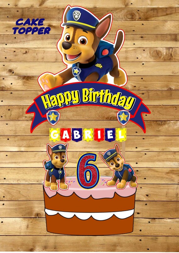 Paw Patrol Chase Cake Topper Digital 