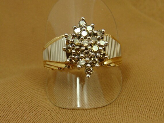 CHAMPAGNE CANARY DIAMOND Cluster Cocktail Ring 10… - image 3