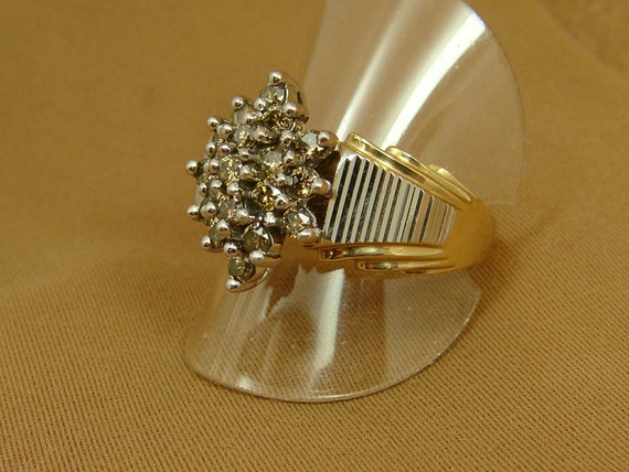 CHAMPAGNE CANARY DIAMOND Cluster Cocktail Ring 10… - image 4