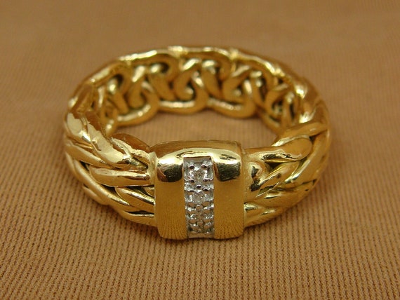 Byzantine Natural DIAMOND Band Ring 14K Yellow Gold Made in - Etsy