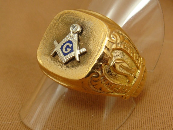 Quality Gold 14k AA Diamond men's masonic ring Y4035MAA - The Diamond Family