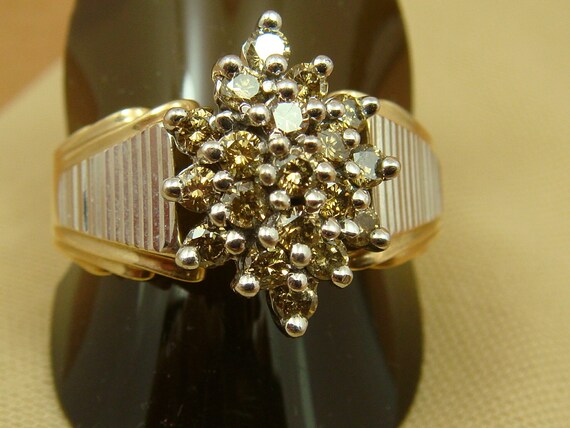 CHAMPAGNE CANARY DIAMOND Cluster Cocktail Ring 10… - image 6