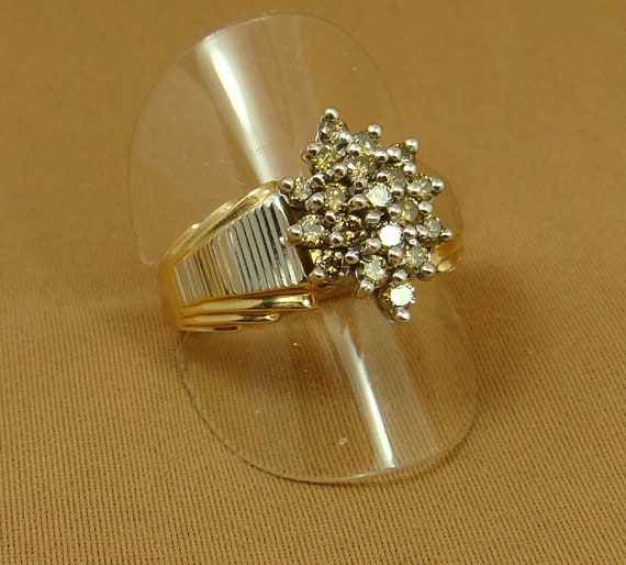 CHAMPAGNE CANARY DIAMOND Cluster Cocktail Ring 10… - image 2