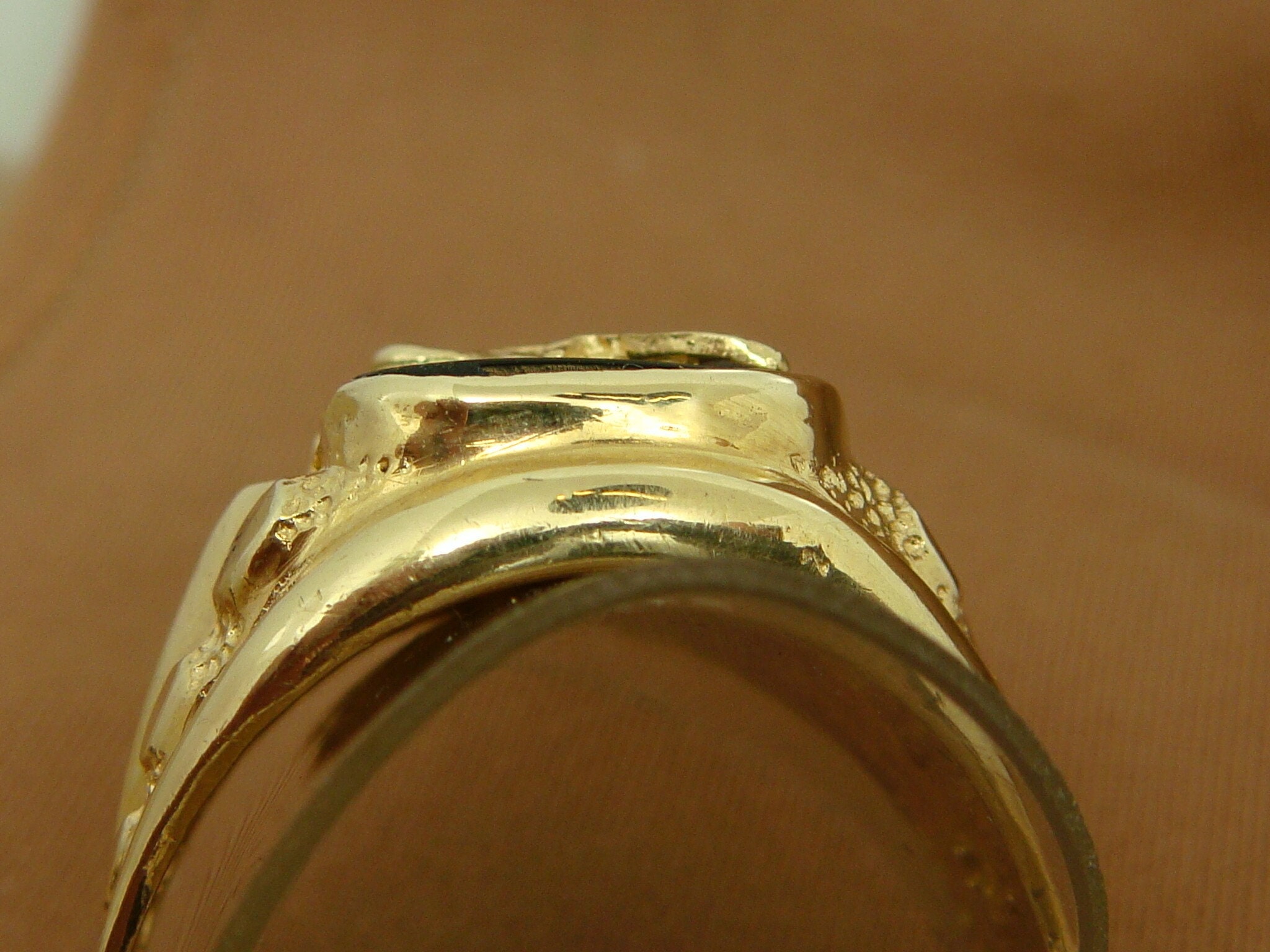 Mens 10k Yellow Rose Green Gold Onyx Eagle Ring Black Hills Size 14