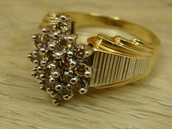 CHAMPAGNE CANARY DIAMOND Cluster Cocktail Ring 10… - image 9
