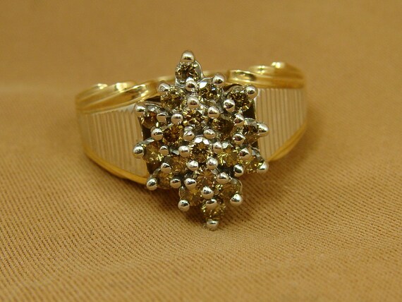 CHAMPAGNE CANARY DIAMOND Cluster Cocktail Ring 10… - image 8