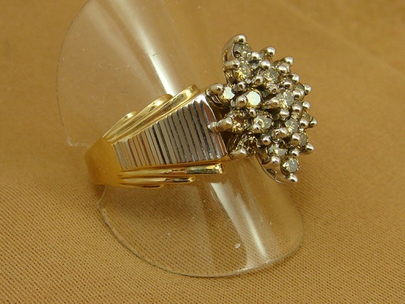 CHAMPAGNE CANARY DIAMOND Cluster Cocktail Ring 10… - image 7